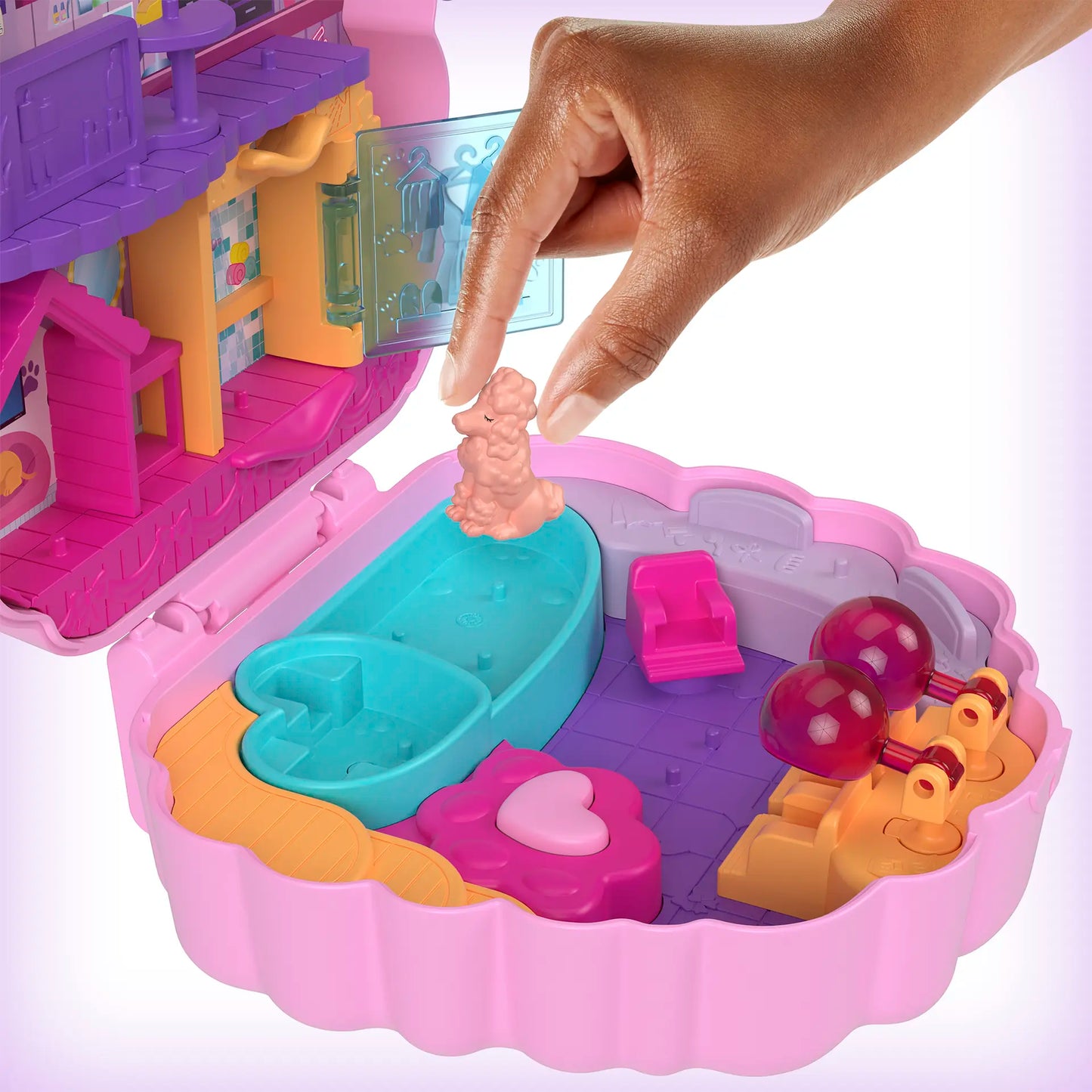 Polly Pocket Dolls And Playset, Animal Toys Groom & Glam Poodle Compact Playset