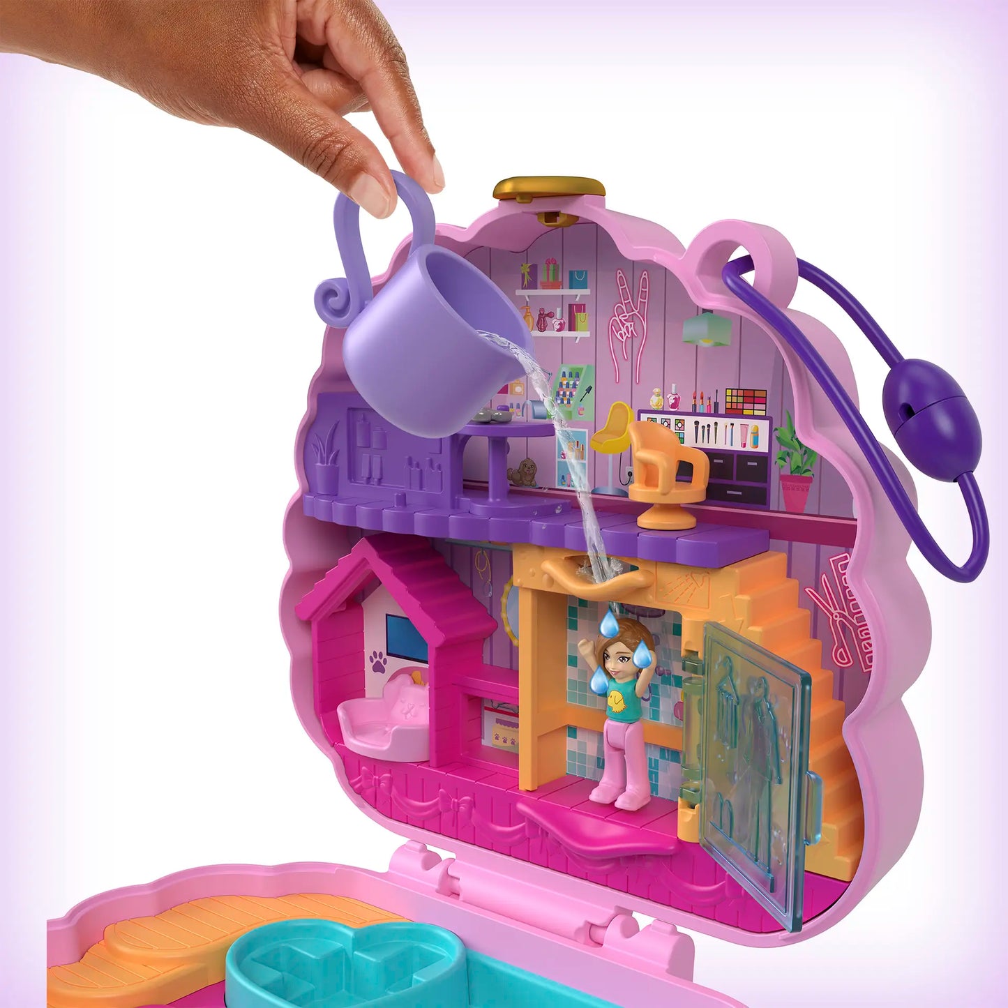 Polly Pocket Dolls And Playset, Animal Toys Groom & Glam Poodle Compact Playset