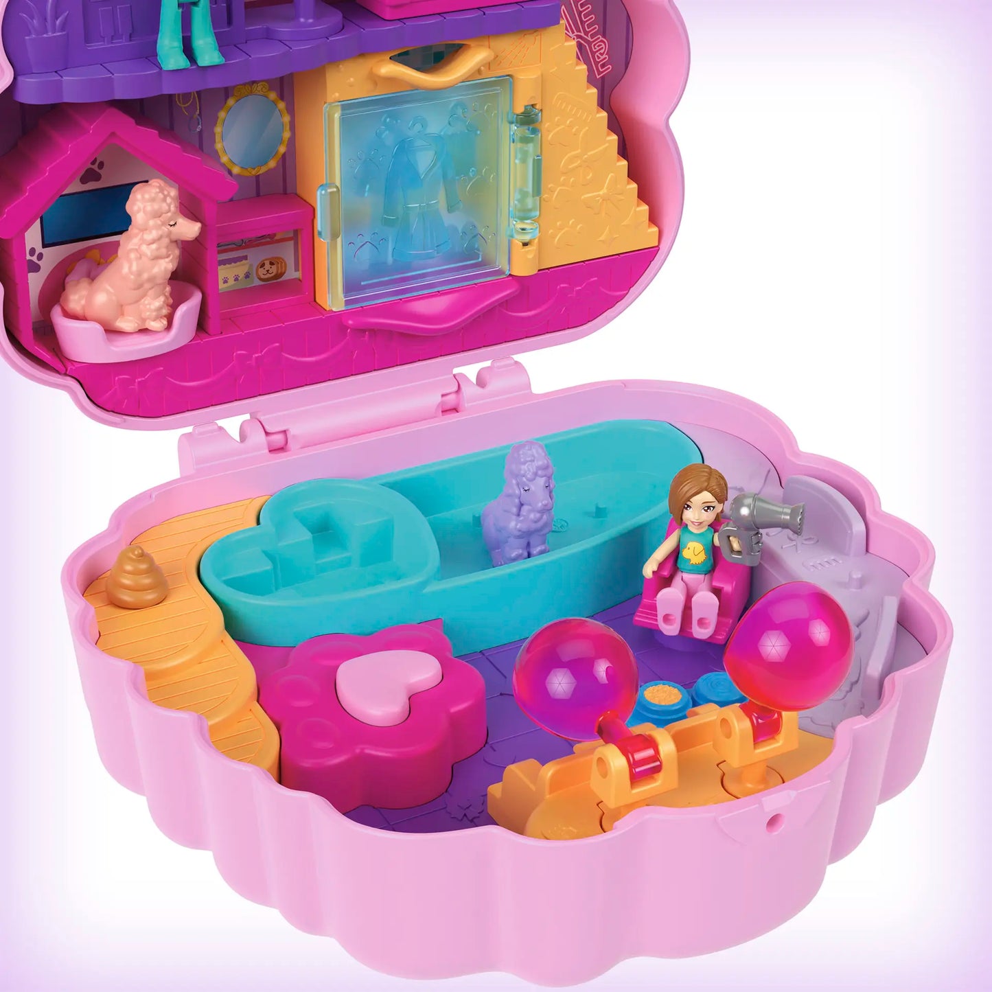 Polly Pocket Dolls And Playset, Animal Toys Groom & Glam Poodle Compact Playset