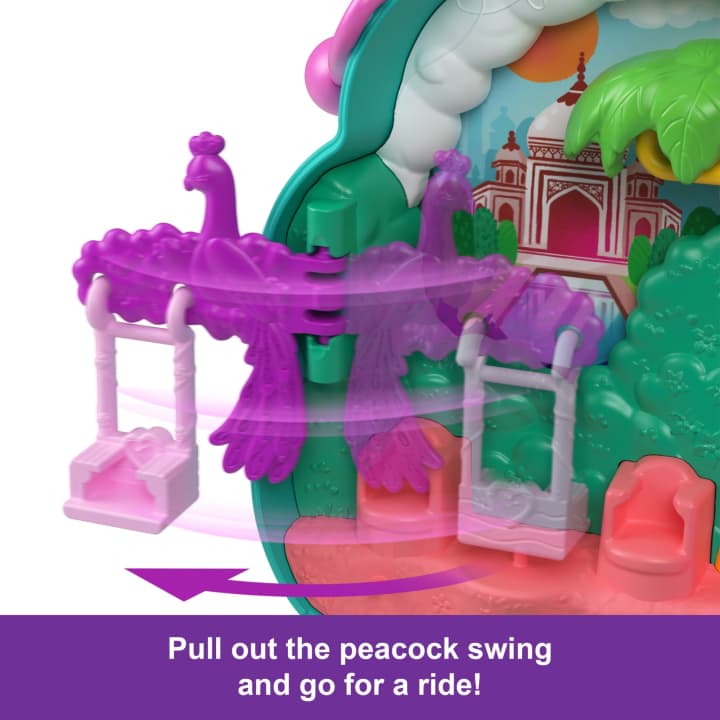 Polly Pocket Peacock Garden Compact With 2 Micro Dolls And Pets, Travel Toy With Animal Accessories