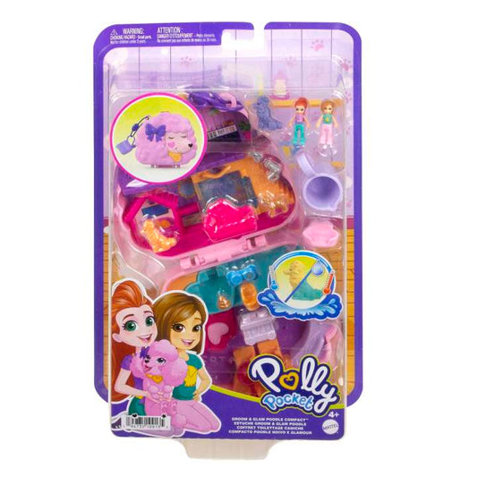 Polly Pocket Dolls And Playset, Animal Toys Groom & Glam Poodle Compact Playset