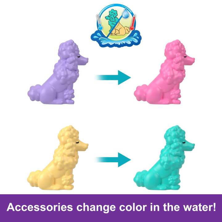Polly Pocket Dolls And Playset, Animal Toys Groom & Glam Poodle Compact Playset