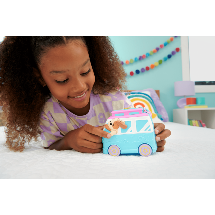 Polly Pocket Dolls And Playset, Travel Toys, Seaside Puppy Ride Compact *Damaged Box*