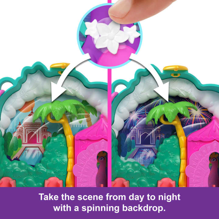 Polly Pocket Peacock Garden Compact With 2 Micro Dolls And Pets, Travel Toy With Animal Accessories