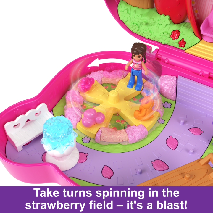 Polly Pocket Dolls And Playset, Travel Toys, Straw-Beary Patch Compact