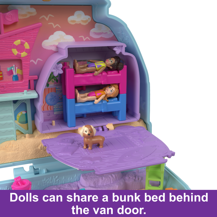 Polly Pocket Dolls And Playset, Travel Toys, Seaside Puppy Ride Compact *Damaged Box*