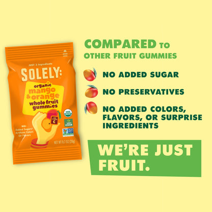 Solely Organic Mango and Orange Whole Fruit Gummies (5 pack)