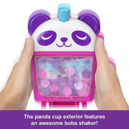 Polly Pocket Bubble Tea Panda Compact With 2 Micro Dolls And Pet Panda, Animal Toy With Food Accessories