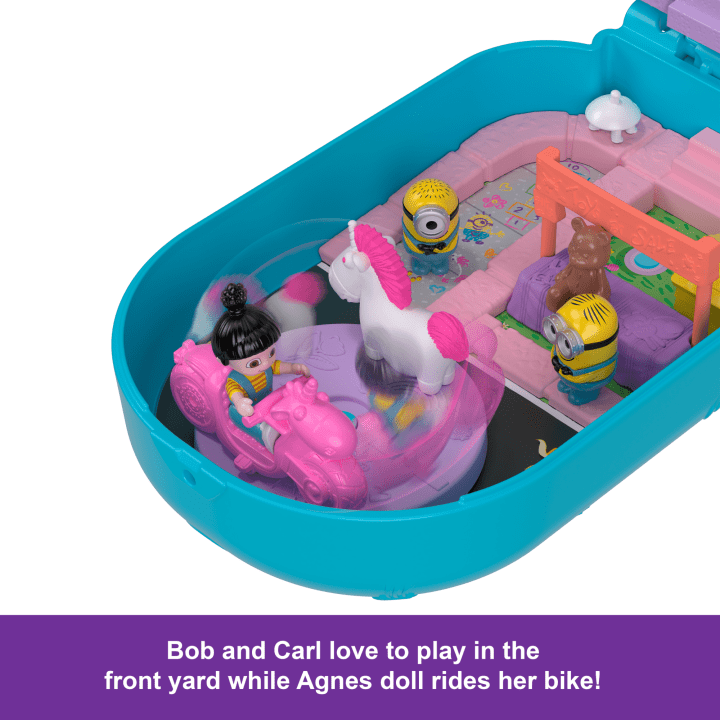 Polly Pocket Playset, Minions Compact With 9 Accessories, 1 Doll, 2 Minions And Unicorn Toy