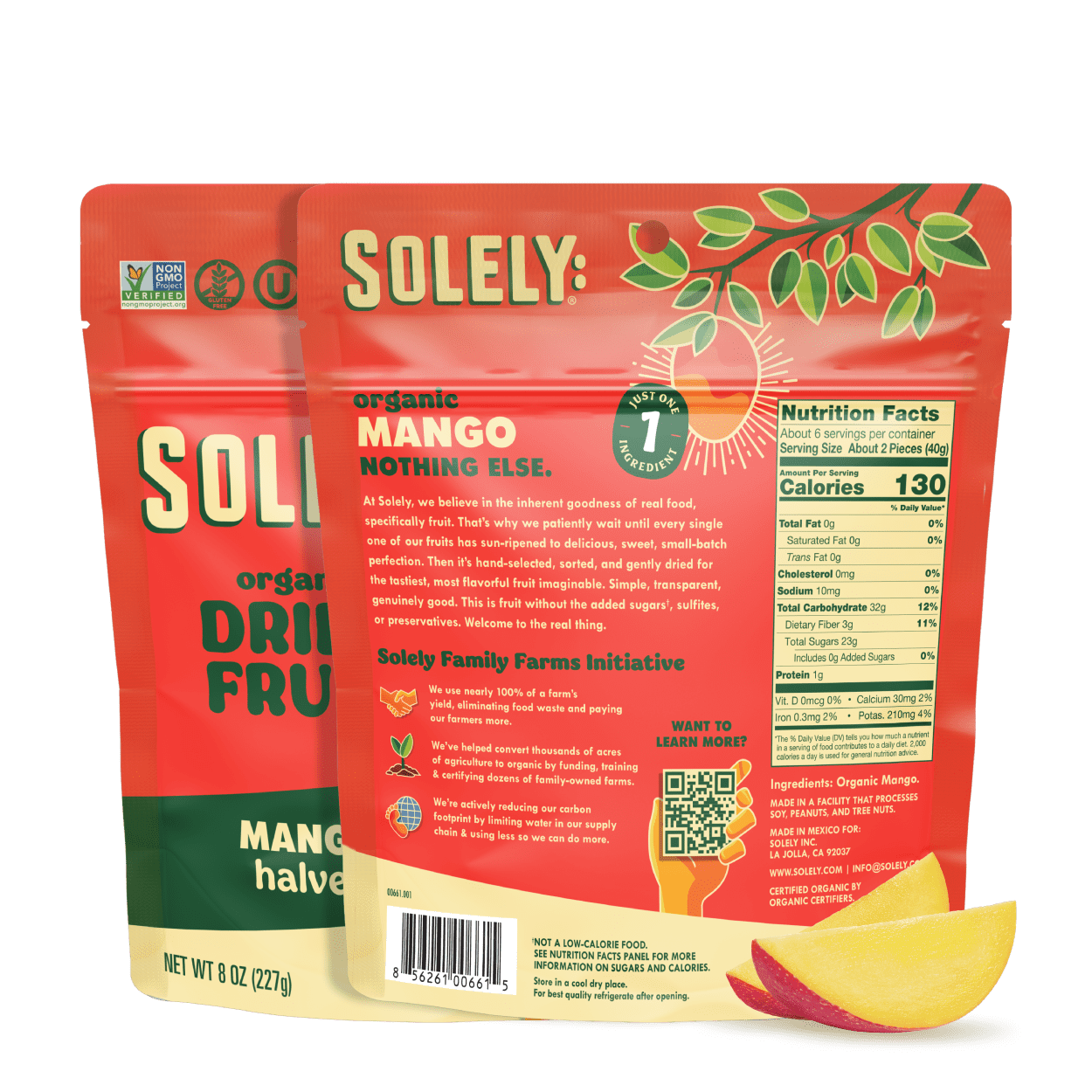 Solely Organic Dried Mango Halves 8oz