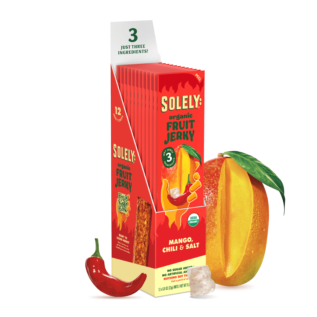 Solely Organic Mango Chili And Salt Fruit Jerky (12 pack)